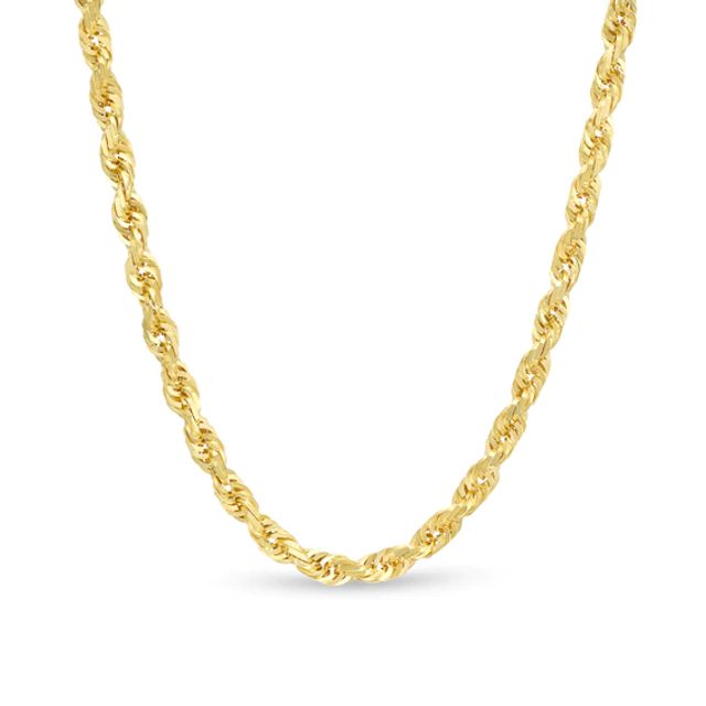 4.4mm Glitter Rope Chain Necklace in Solid 14K Gold - 24"