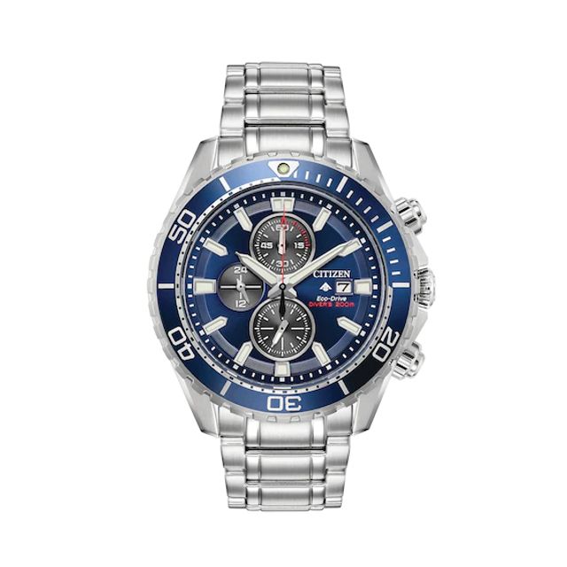 Men's Citizen Eco-DriveÂ® Promaster Diver Chronograph Watch with Dark Blue Dial (Model: Ca0710-58L)