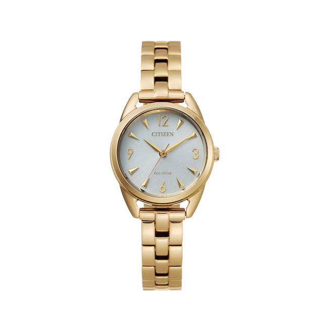 Ladies' Citizen Eco-DriveÂ® Gold-Tone Watch with Silver-Tone Dial (Model: Em0682-74A)