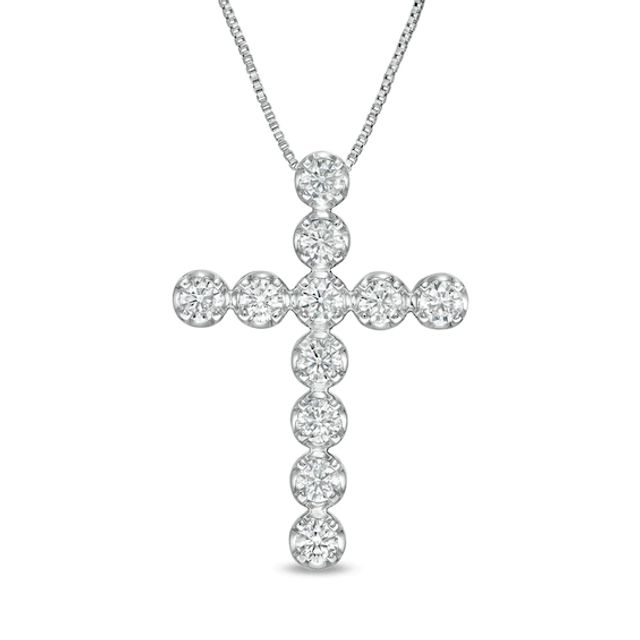 1 CT. T.w. Diamond Cross Pendant in 10K White Gold