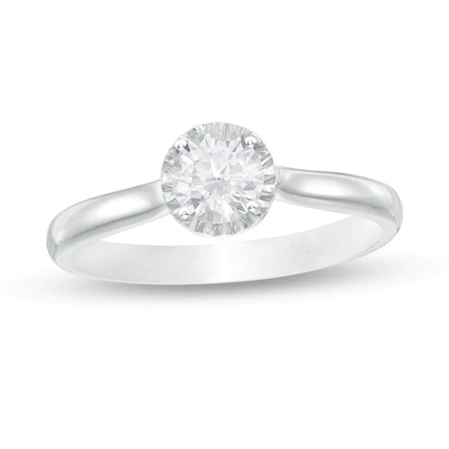 1/2 CT. Diamond Solitaire Engagement Ring in 14K White Gold (I/I3)