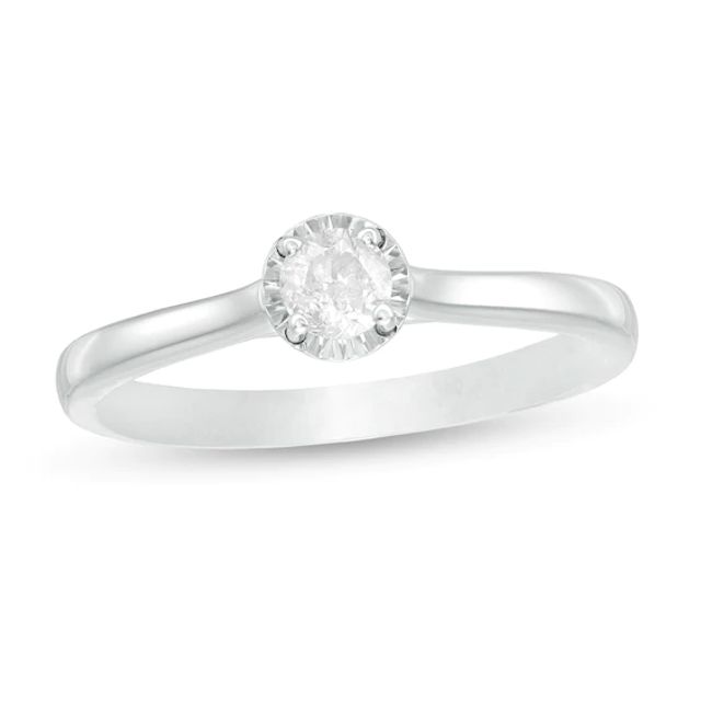 1/4 CT. Diamond Solitaire Engagement Ring in 14K White Gold (I/I3)