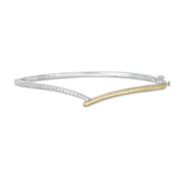 Wonder Womanâ¢ Collection 1/4 CT. T.w. Diamond Lasso Hinged Bangle in Sterling Silver and 10K Gold