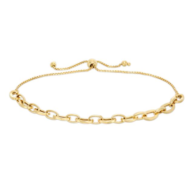 6.0mm Circle Link Bolo Bracelet in Hollow 10K Gold - 10.5"