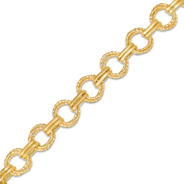 Diamond-Cut Circle Link Bracelet in 10K Gold - 7.5"