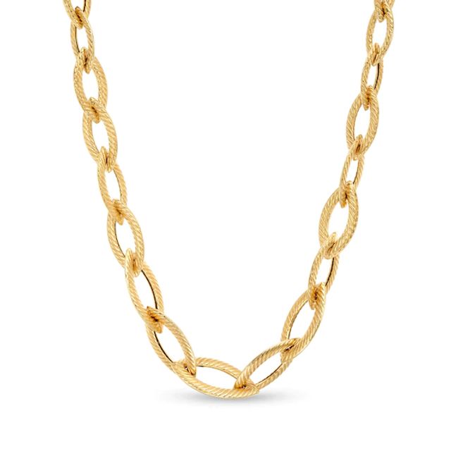 Graduated Diamond-Cut Marquise Link Necklace in 10K Gold