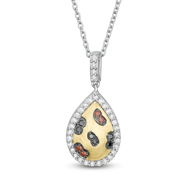 Wonder Womanâ¢ Collection 1/3 CT. T.w. Multi-Color and White Diamond Cheetah Pendant in Sterling Silver and 10K Gold