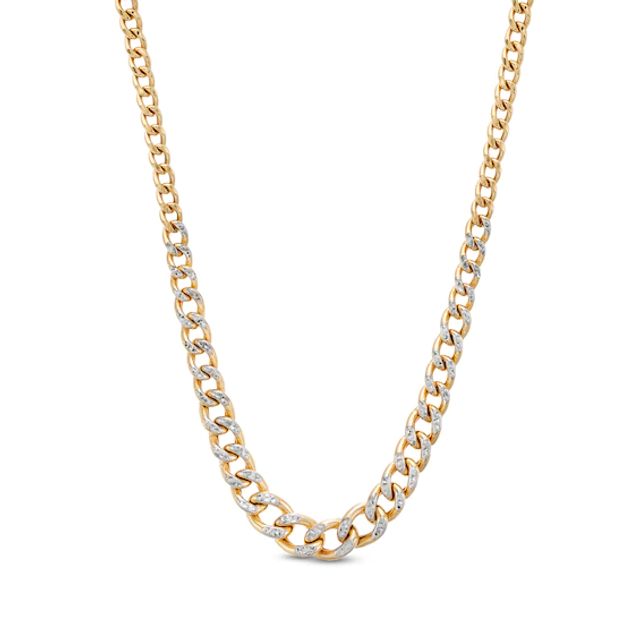 Made in Italy Diamond-Cut Graduated Curb Chain Necklace in 14K Two-Tone Gold - 18"