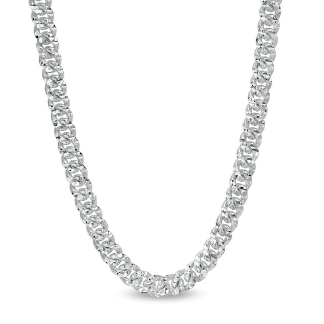 Men's 6.0mm Diamond-Cut Solid Cuban Link Chain Necklace in Sterling Silver - 22"