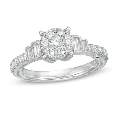 Marilyn Monroeâ¢ Collection 3/4 CT. T.w. Composite Diamond Tiered Vintage-Style Engagement Ring in 14K White Gold