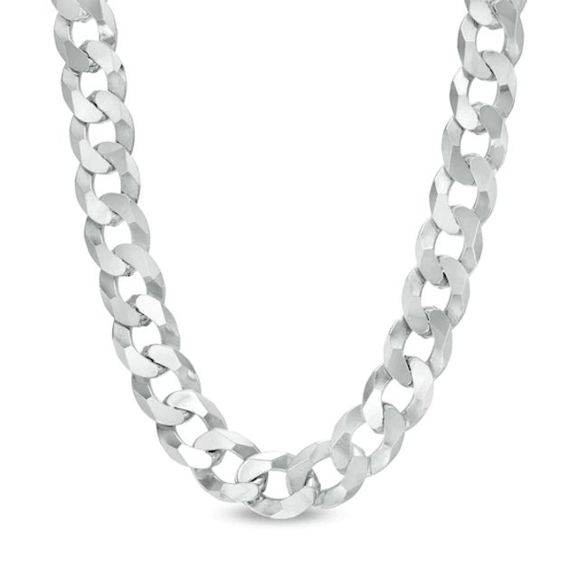 Men's 10.1mm Textured Curb Chain Necklace in Sterling Silver - 24"