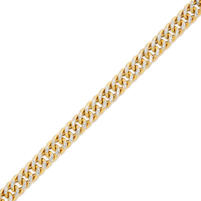 Italian Gold 6.0mm Diamond-Cut Double Curb Chain Bracelet in Hollow 14K Two-Tone Gold - 7.5"