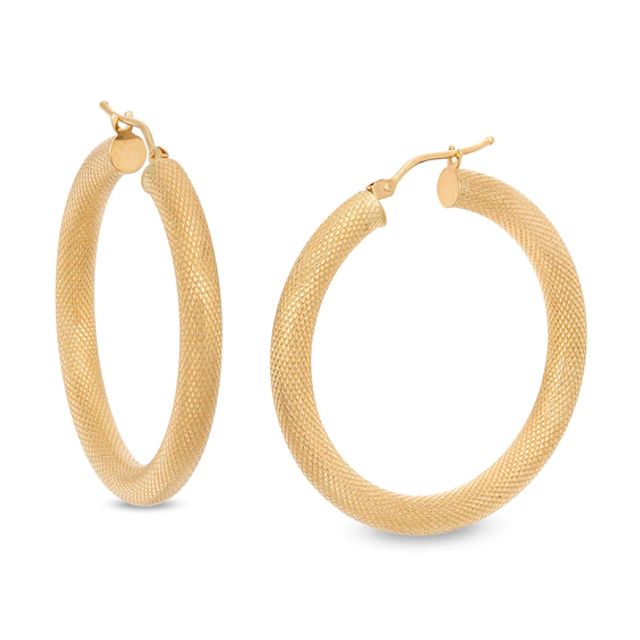 Made in Italy 30.0mm Diamond-Cut Tube Hoop Earrings in 14K Gold