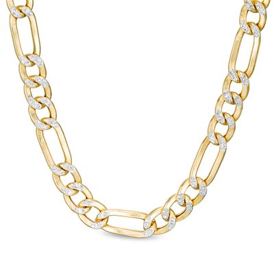 Italian Gold Men's 5.7mm Diamond-Cut Figaro Chain Necklace in Hollow 10K Two-Tone Gold - 22"