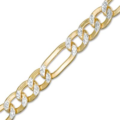 Italian Gold Men's 5.7mm Diamond-Cut Figaro Chain Bracelet in Hollow 10K Two-Tone Gold - 8.5"