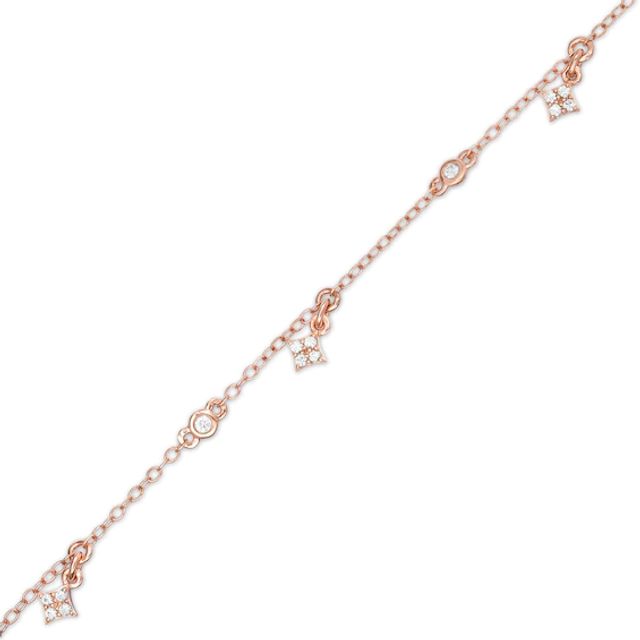 1/3 CT. T.w. Diamond Square Dangle Station Anklet in 10K Rose Gold - 10"