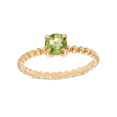 5.0mm Peridot Bead Shank Ring in 10K Gold - Size 7