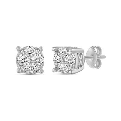 3/4 CT. T.w. Composite Diamond Stud Earrings in 14K White Gold