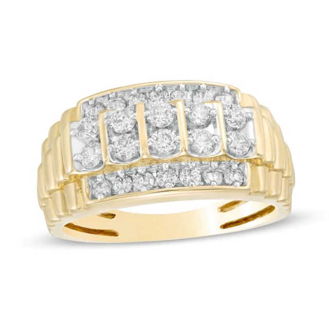 Men's 1 CT. T.w. Diamond Four Row Ring in 10K Gold