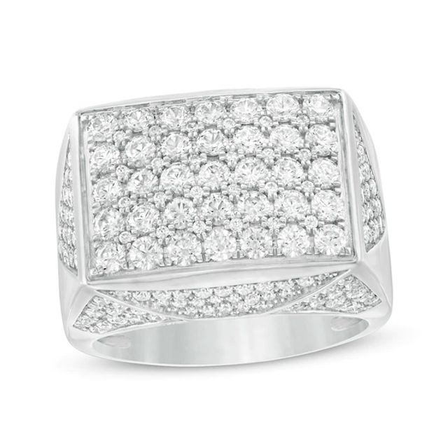 Men's 3-1/2 CT. T.w. Composite Diamond Rectangle Top Geometric Signet Ring in 10K White Gold