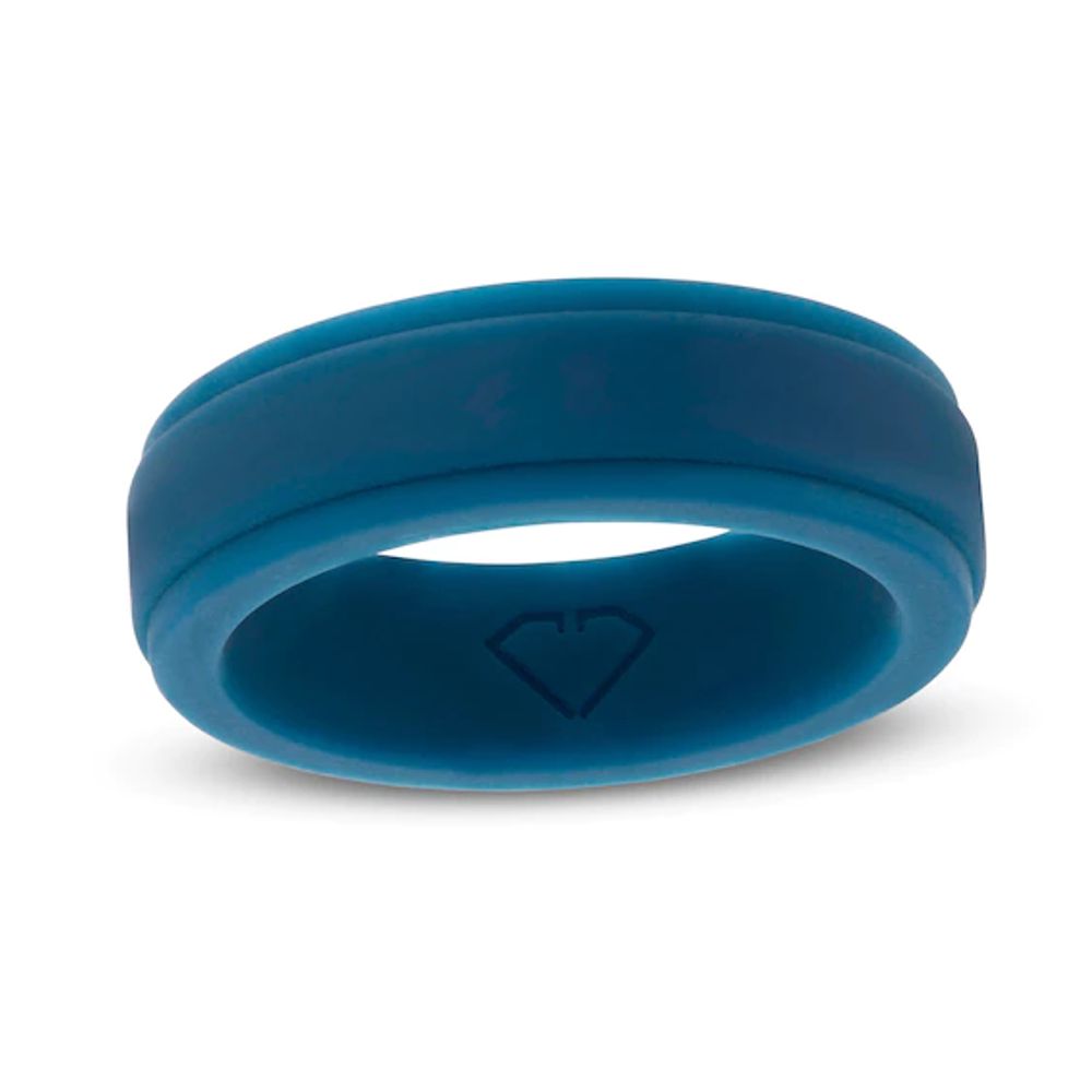 Men's 7.0mm Stepped Edge Comfort-Fit Wedding Band Silicone