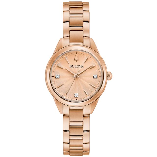 Ladies' Bulova Sutton Diamond Accent Rose-Tone Watch with Rose-Tone Dial (Model: 97P151)