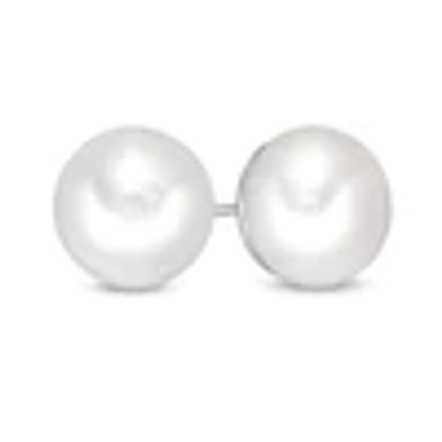 11.0-12.0mm Button Cultured Freshwater Pearl Stud Earrings in Sterling Silver