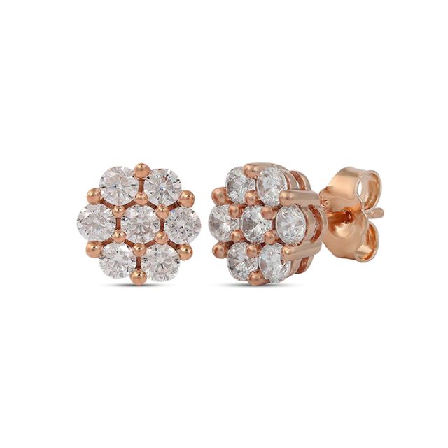 1 CT. T.w. Composite Diamond Flower Stud Earrings in 10K Rose Gold