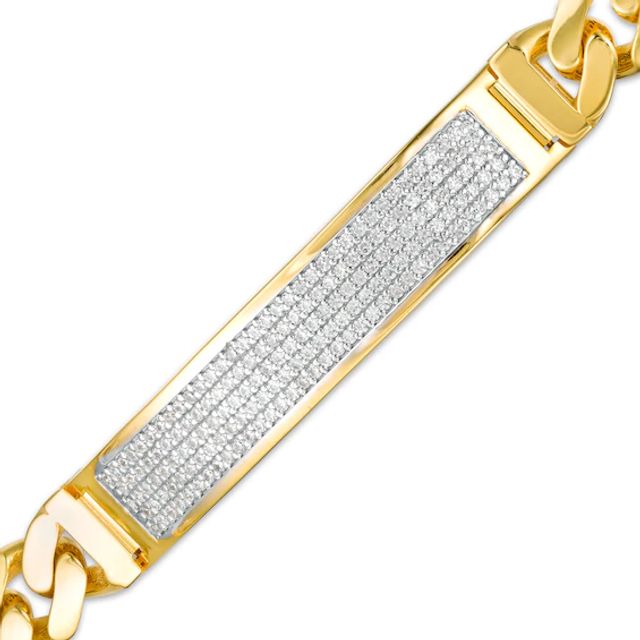 Men's 1-3/8 CT. T.w. Diamond ID Curb Chain Bracelet in 10K Gold - 8.25"
