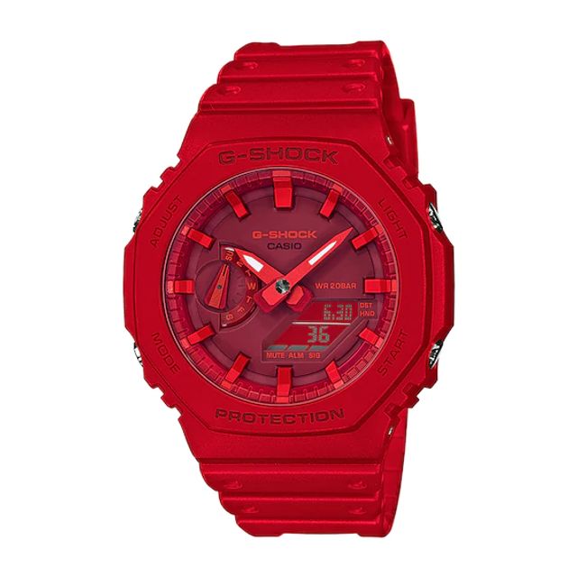 Men's Casio G-Shock Classic Red Resin Strap Watch with Red Dial (Model: Ga2100-4A)