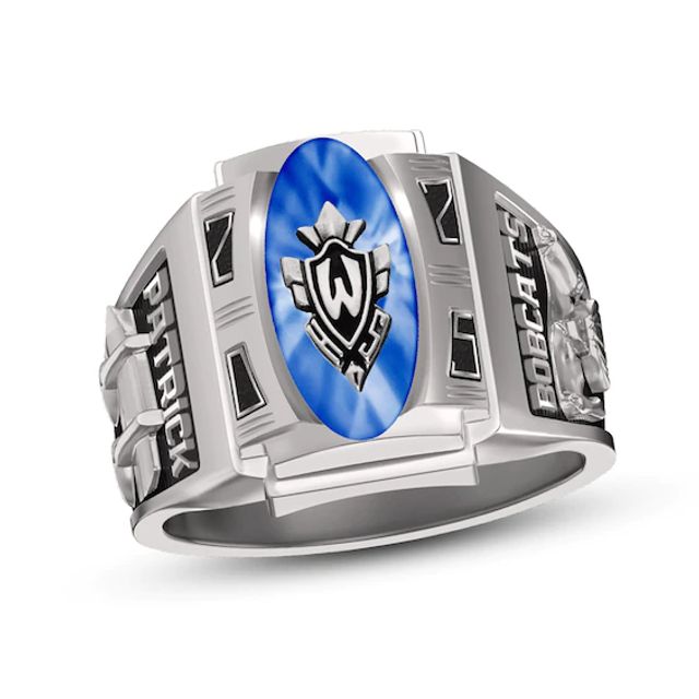 Men's Simulated Oval Birthstone High School Class Ring (1 Stone)