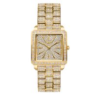 Ladies' JBW Cristal Square 1/8 CT. T.w. Diamond and Crystal Accent 18K Gold Plate Watch (Model: J6386A)