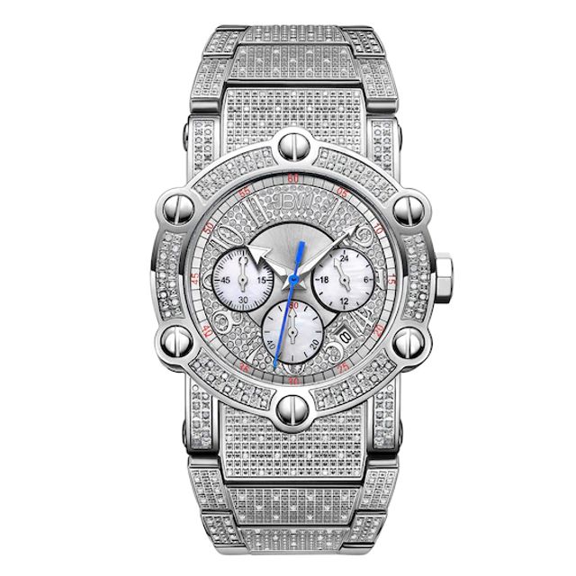 Men's JBW Phantom 2 CT. T.w. Diamond and Crystal Chronograph Watch with Silver-Tone Dial (Model: Jb-6215-200-B)