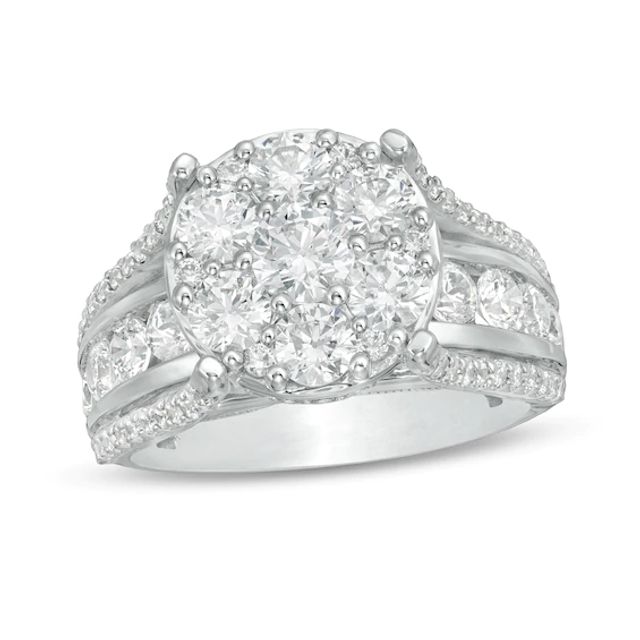 3 CT. T.w. Composite Diamond Channel Shank Engagement Ring in 14K White Gold