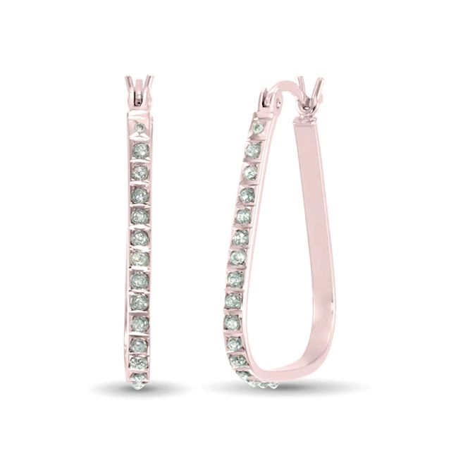 Diamond Fascinationâ¢ 25.0 x 20.0mm Rounded Triangle Hoop Earrings in Sterling Silver with 18K Rose Gold Plate