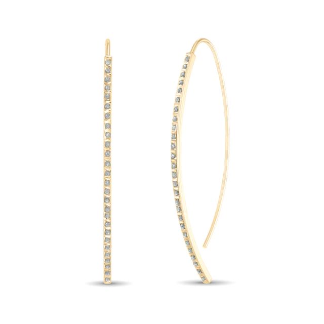 Diamond Fascinationâ¢ 50.0mm Threader Hoop Earrings in Sterling Silver with 18K Gold Plate