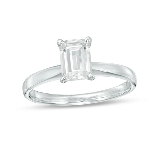 1 CT. Certified Emerald-Cut Diamond Solitaire Engagement Ring in 14K White Gold (I/I2)