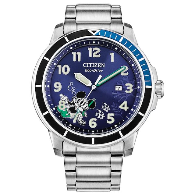 Citizen Eco-DriveÂ® Mickey Mouse Water Sport Watch with Blue Dial (Model: Aw1529-81W)