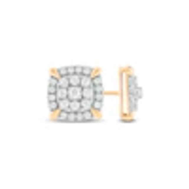 Men's 1/2 CT. T.W. Square-Shaped Multi-Diamond Concave Frame Stud Earrings  in 10K Gold