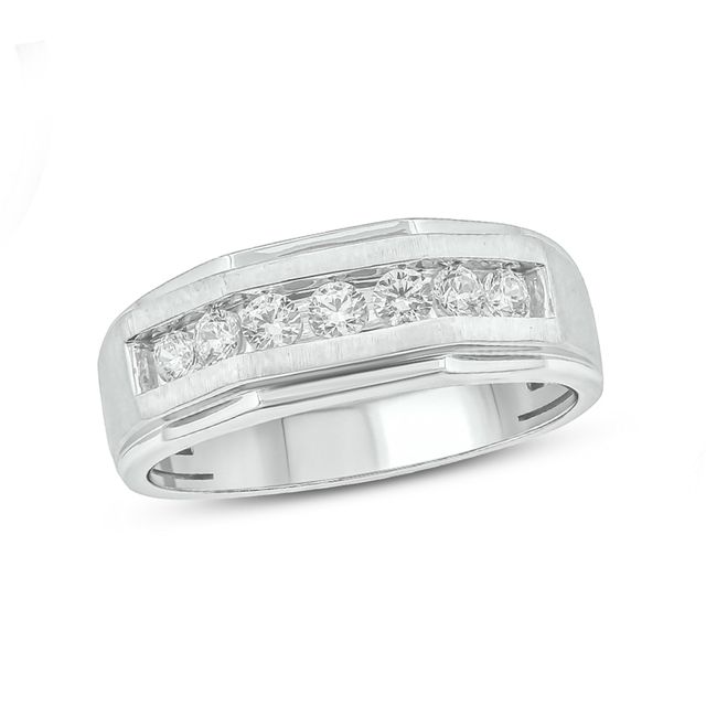 Men's 1/2 CT. T.w. Diamond Seven Stone Geometric Band in 10K White Gold