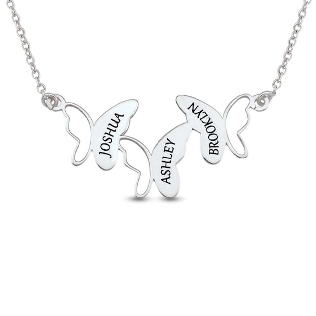 Mother's Engravable Triple Butterfly Necklace (1-3 Names)