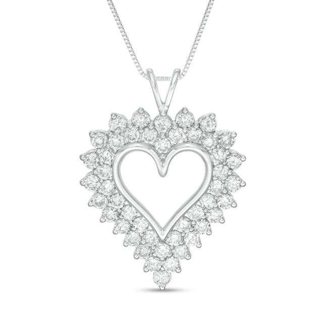 4 CT. T.w. Diamond Sunburst Frame Heart Pendant in Sterling Silver