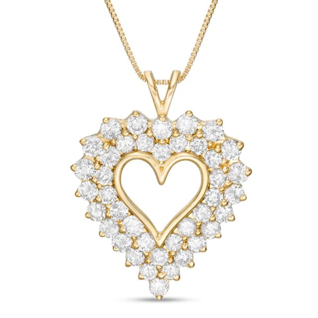 4 CT. T.w. Diamond Shadow Frame Heart Pendant in Sterling Silver with 14K Gold Plate
