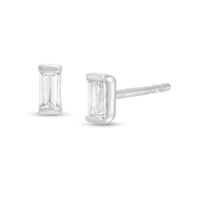 1/6 CT. T.w. Baguette Diamond Solitaire Stud Earrings in 10K White Gold