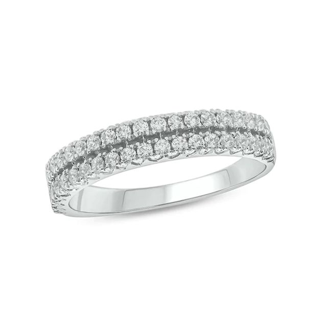 1/2 CT. T.w. Diamond Double Row Anniversary Band in 10K White Gold