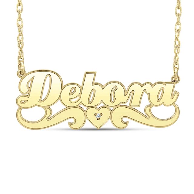 Diamond Accent Scrollwork Cursive Name Necklace (1 Line)