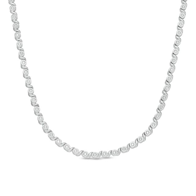 1/2 CT. T.w. Diamond Tennis-Style "S" Necklace in Sterling Silver - 24"