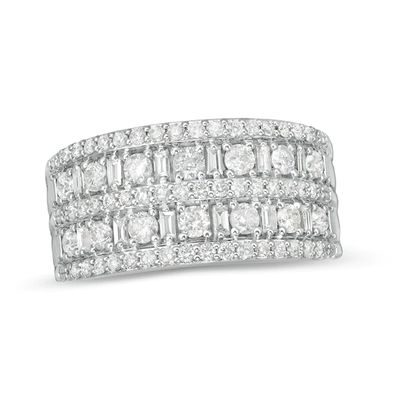 1 CT. T.w. Diamond Double Row Ring in 10K White Gold