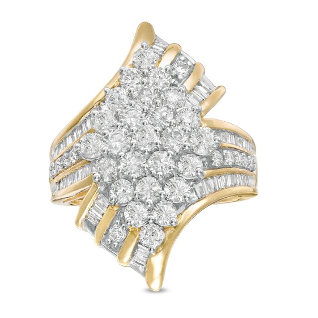 2 CT. T.w. Composite Marquise Diamond Ribbon Bypass Ring in 10K Gold