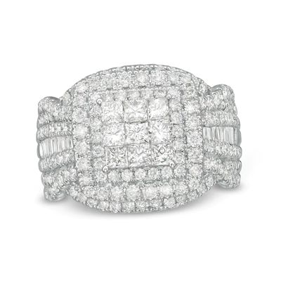 2 CT. T.w. Princess-Cut Composite Diamond Frame Multi-Row Engagement Ring in 10K White Gold